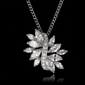 18k White plated Swarovski Elements crystal Marquise Women's Necklace